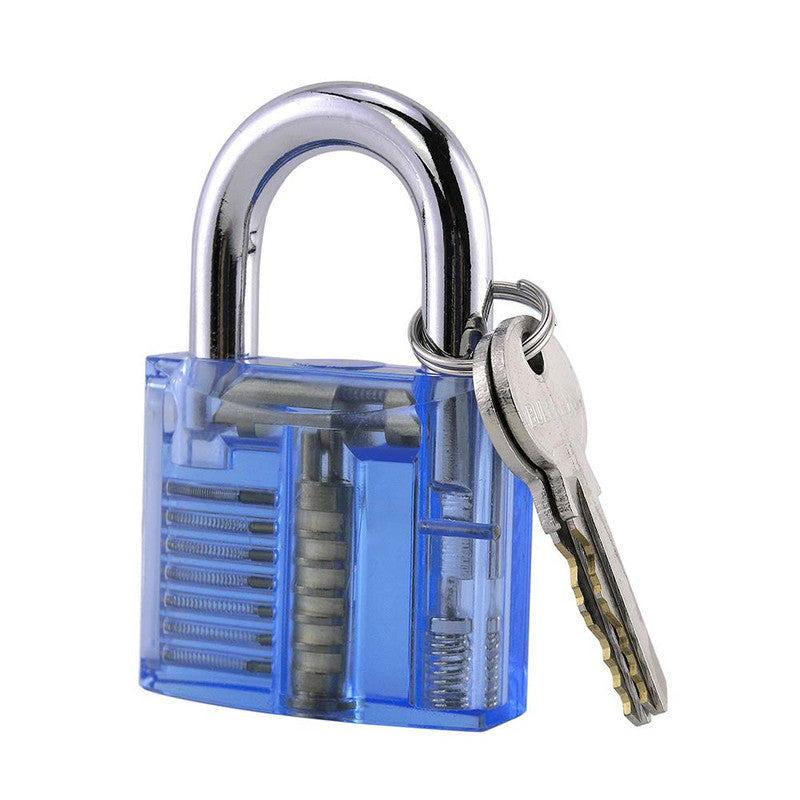 Transparent Visible Pick Cutaway Practice Padlock With Broken Key Removing Hooks Lock Kit Extractor Set Locksmith Tool(blue)