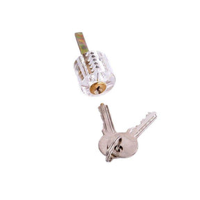 Locksmith Cylinder Lock Acrylic Clear Lock Cylinder Training Practical Lock with 2 Keys