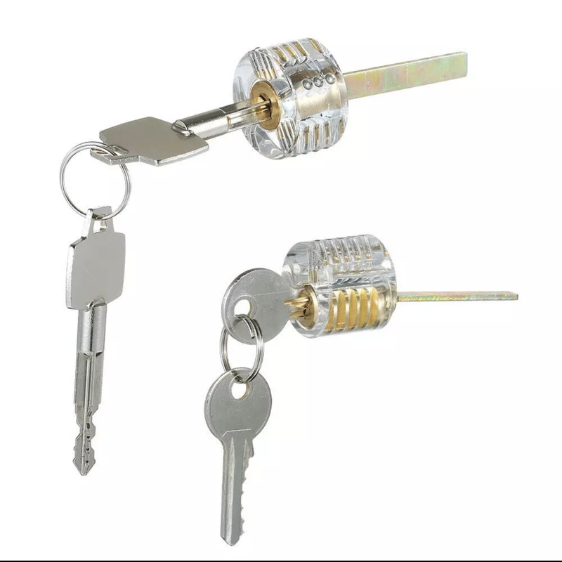 Locksmith Cylinder Lock Acrylic Clear Lock Cylinder Training Practical Lock with 2 Keys