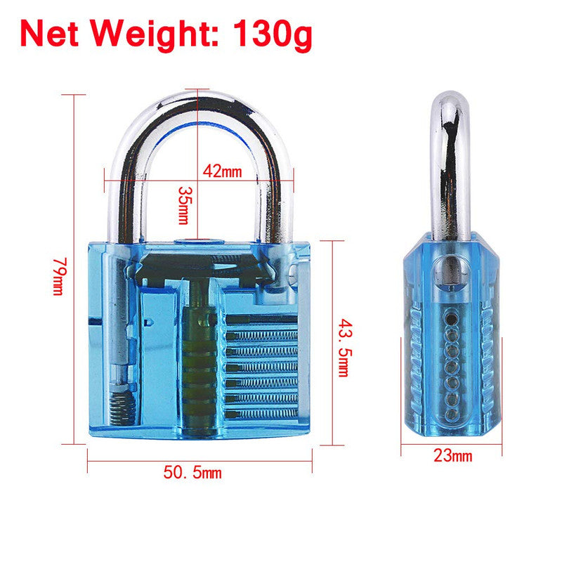 Transparent Visible Pick Cutaway Practice Padlock With Broken Key Removing Hooks Lock Kit Extractor Set Locksmith Tool（blue）