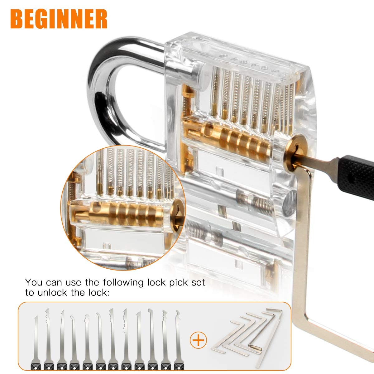 26Pcs Lock Picking Kit With 4 Keyed Padlocks