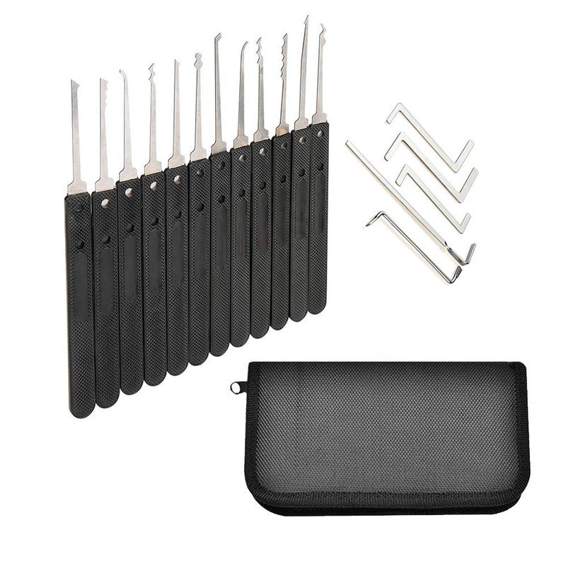 17-Piece Lock Pick Set/Lock Picking Kit/Lockpicking Key Extractor Tool with Leather Wallet Bag for Beginners and Locksmith Training