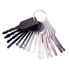 Car Jiggler Lock Pick Set, 16 Piece Full Master Key for Auto Car, Multi-Purpose Key for Car Doors, Auto Jiggler Lock Pick Set and Repair Tools (16 pcs, Silver White)